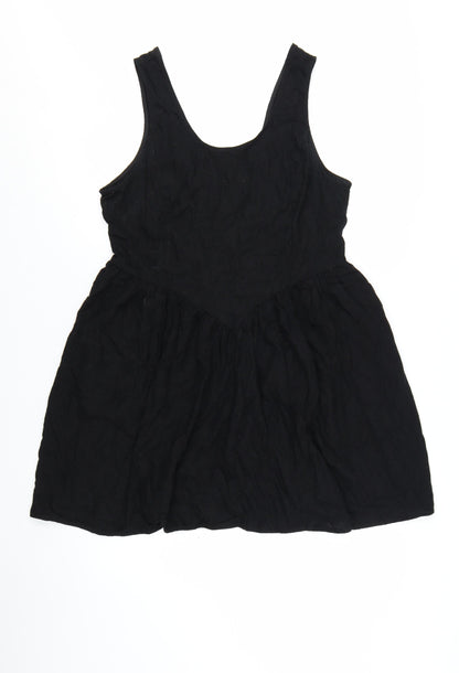 Next Women Black Size 18 Skater Dress Sleeveless Linen Blend