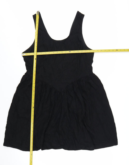 Next Women Black Size 18 Skater Dress Sleeveless Linen Blend