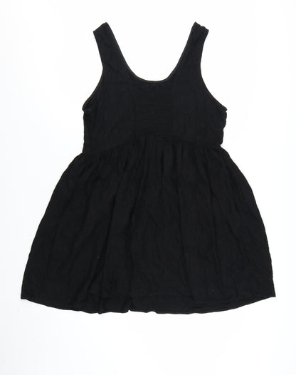 Next Women Black Size 18 Skater Dress Sleeveless Linen Blend