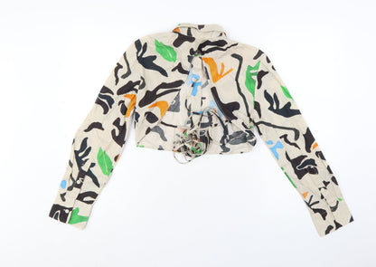 ZARA Women’s Multicoloured Cropped Button-Up Shirt Size S