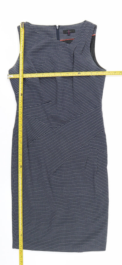 Jasper Conran Women's Blue Geometric Sheath Dress Size 12