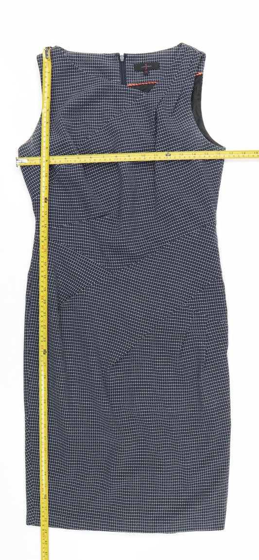 Jasper Conran Women's Blue Geometric Sheath Dress Size 12