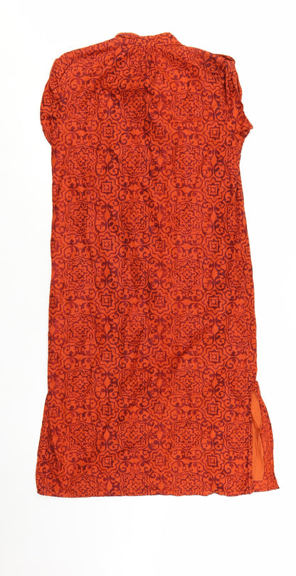 GAP Women’s Orange Cotton Shift Dress S Boho Geometric Pattern