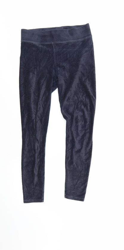 Marks and Spencer Women Midnight Blue Velvet Leggings Size 10 Short