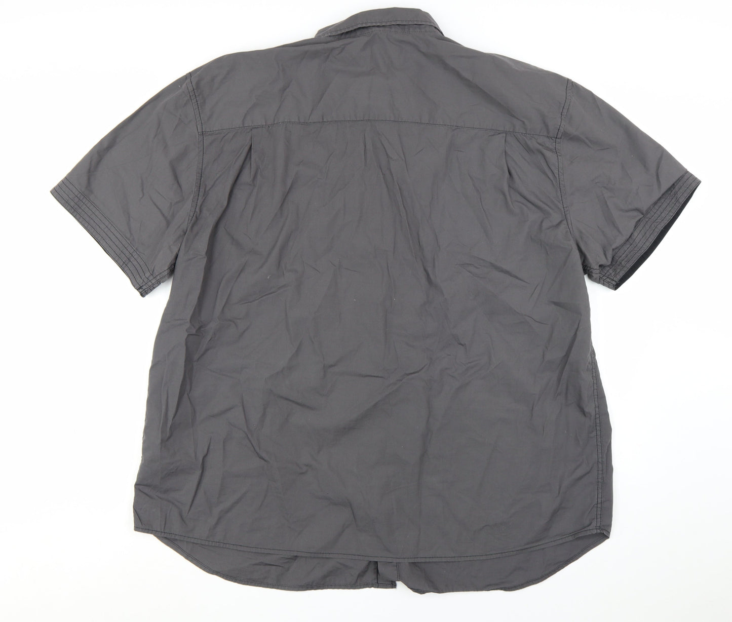 Man's World Men's Grey 4XL Short Sleeve Graphic Cotton Button-Up Shirt