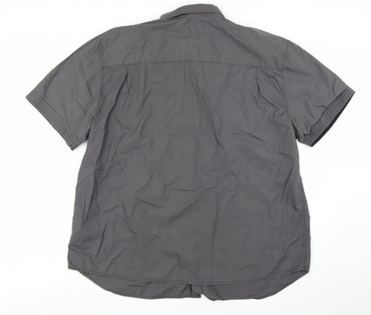 Man's World Men's Grey 4XL Short Sleeve Graphic Cotton Button-Up Shirt