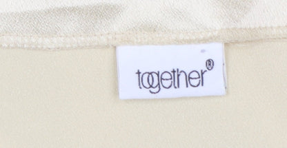 Together Women's Beige Beaded Embroidered Satin Blouse Size 14