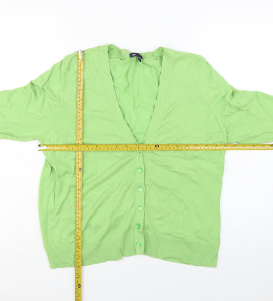 Gap Womens Green Cotton V-Neck Button Cardigan XL