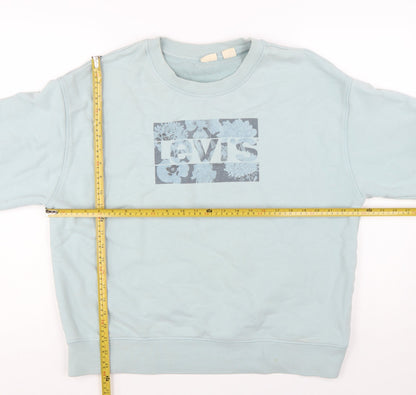 Levi's Women's Blue XL Pullover Sweatshirt with Floral Logo