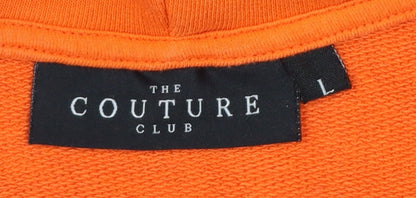 The Couture Club Men's Orange Hoodie L Pullover Graphic Streetwear