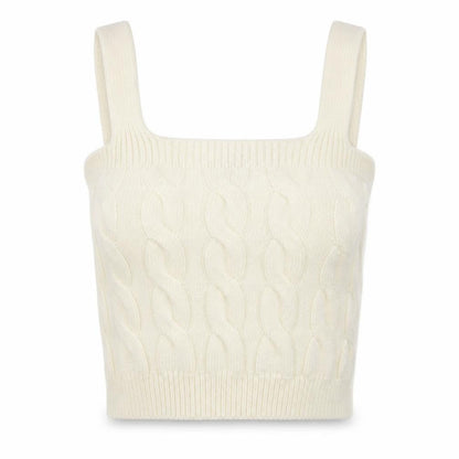 New Look Women's Ivory Cropped Knit Tank Top Size S