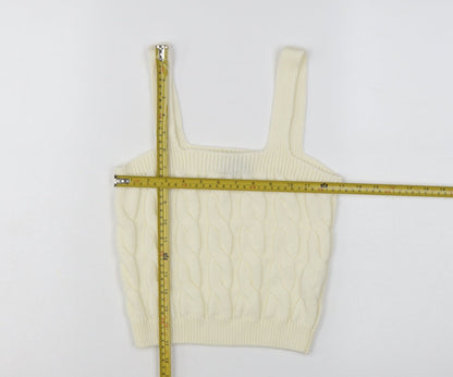 New Look Women's Ivory Cropped Knit Tank Top Size S