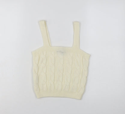 New Look Women's Ivory Cropped Knit Tank Top Size S