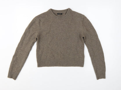 Massimo Dutti Womens Brown Wool Cashmere Crew Neck Jumper S