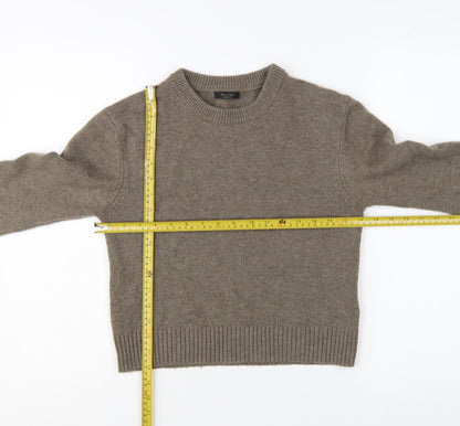 Massimo Dutti Womens Brown Wool Cashmere Crew Neck Jumper S