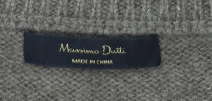 Massimo Dutti Womens Brown Wool Cashmere Crew Neck Jumper S