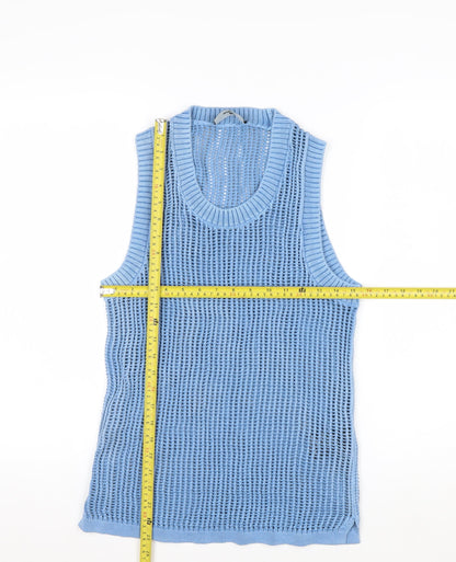 Represent Men's Blue Open-Knit Cotton Sleeveless Vest Jumper S