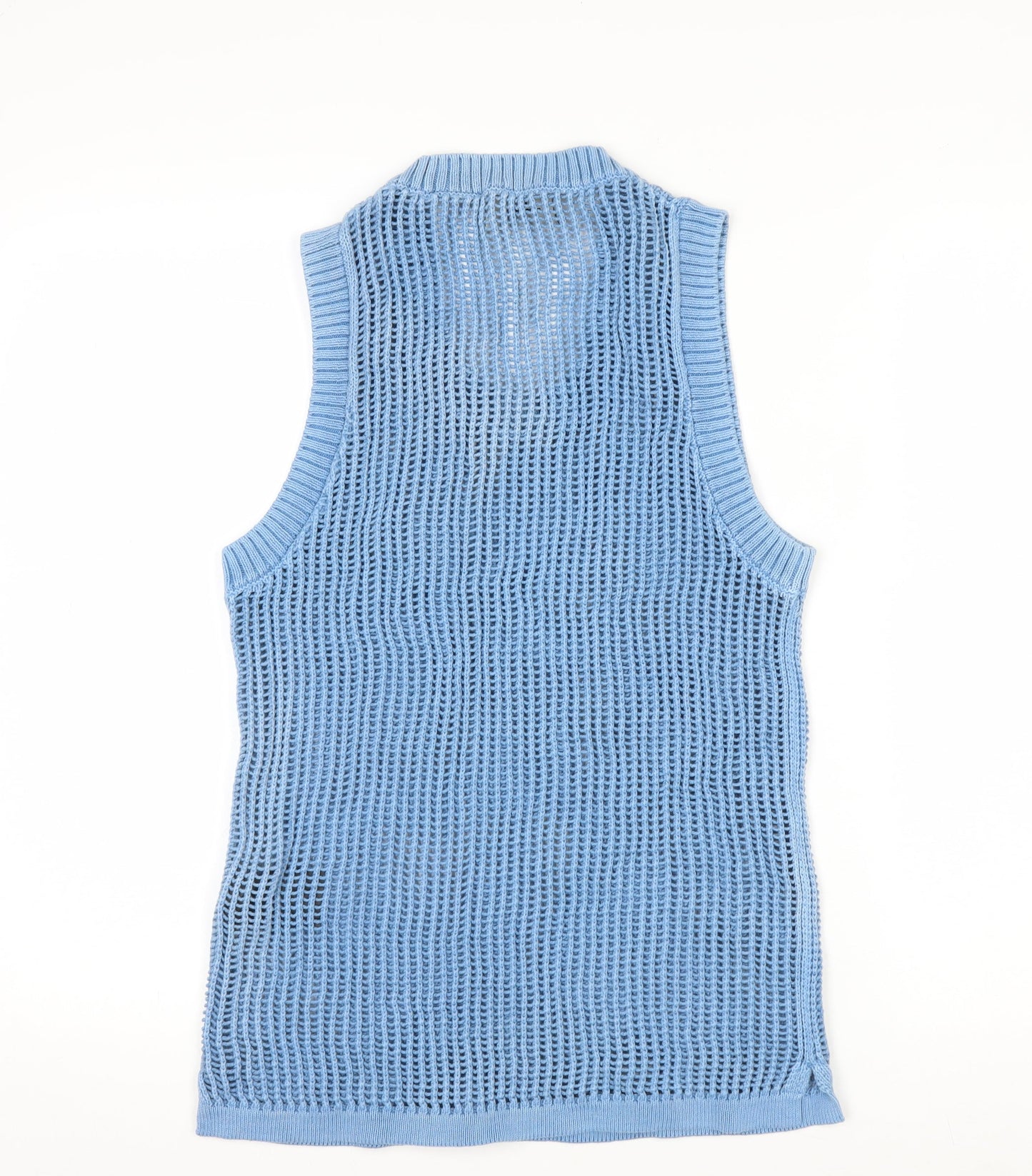 Represent Men's Blue Open-Knit Cotton Sleeveless Vest Jumper S