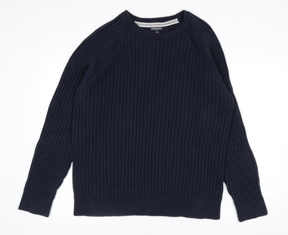 Boston Crew Men's Blue Cotton Chunky Knit Pullover Jumper L