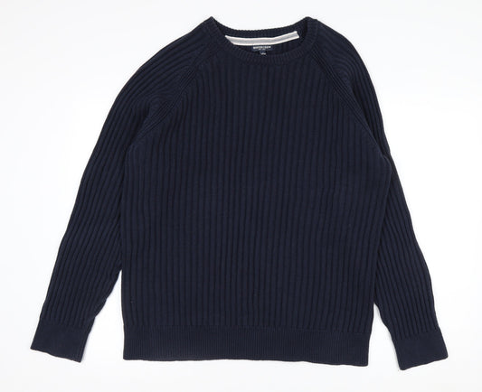 Boston Crew Men's Blue Cotton Chunky Knit Pullover Jumper L
