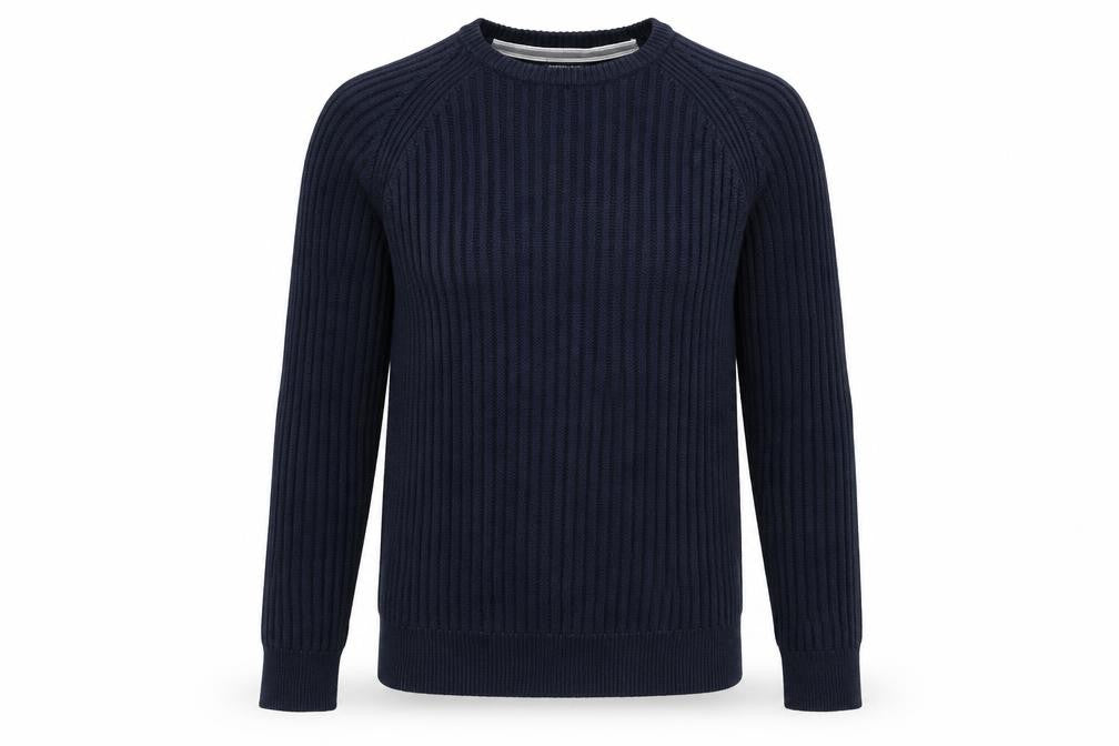 Boston Crew Men's Blue Cotton Chunky Knit Pullover Jumper L