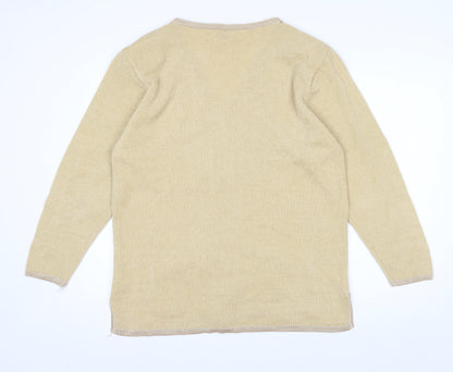 Roman Originals Women Beige Knit Long Sleeve V-Neck Cardigan M/L