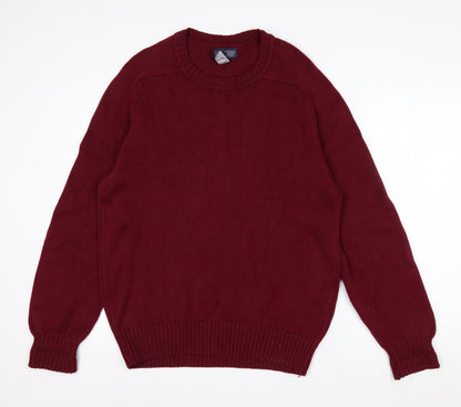 Lands' End Men's Red Cotton Crew Neck Pullover Jumper M