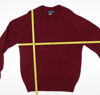 Lands' End Men's Red Cotton Crew Neck Pullover Jumper M
