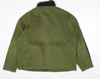 Adidas Men Green Fleece Full Zip Jacket XL Stand-Up Collar