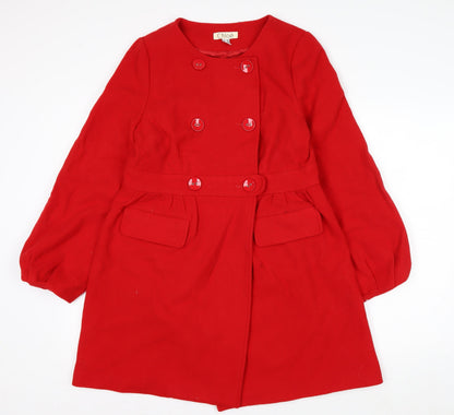 Chloé Women's Red Wool Blend Belted Pea Coat Size 8