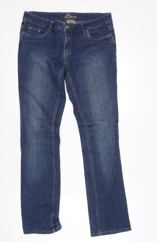 Quite Womens Blue Straight Leg Stretch Jeans Size 9-10