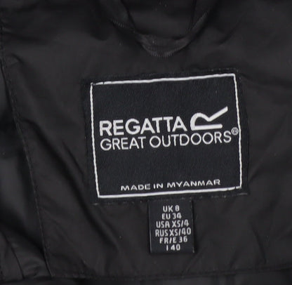 Regatta Womens Black Long Puffer Coat Size 8 Water Resistant