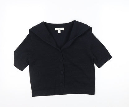 Marks and Spencer Women's Black Cropped Button-Up Knit Top XS