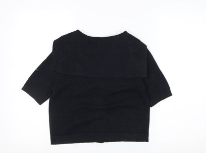 Marks and Spencer Women's Black Cropped Button-Up Knit Top XS