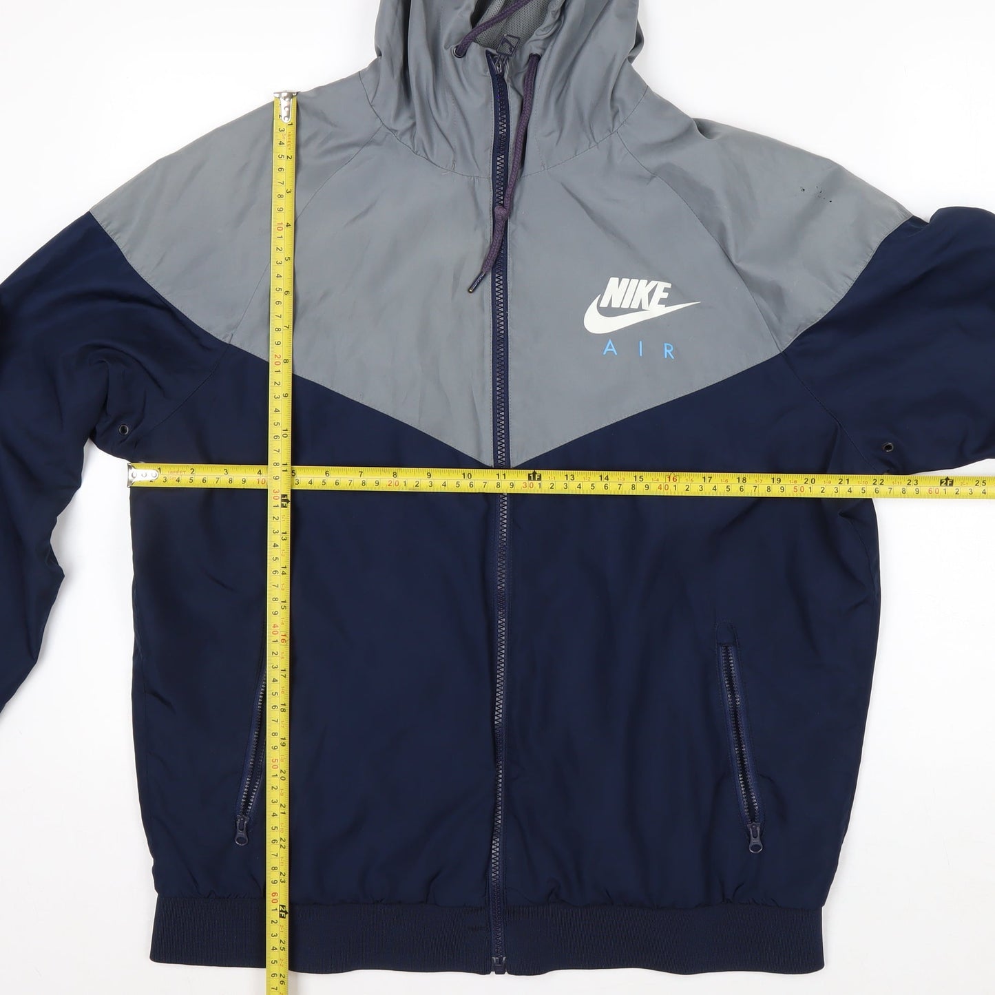 Nike Men's Blue Grey Hooded Windbreaker Jacket Size L
