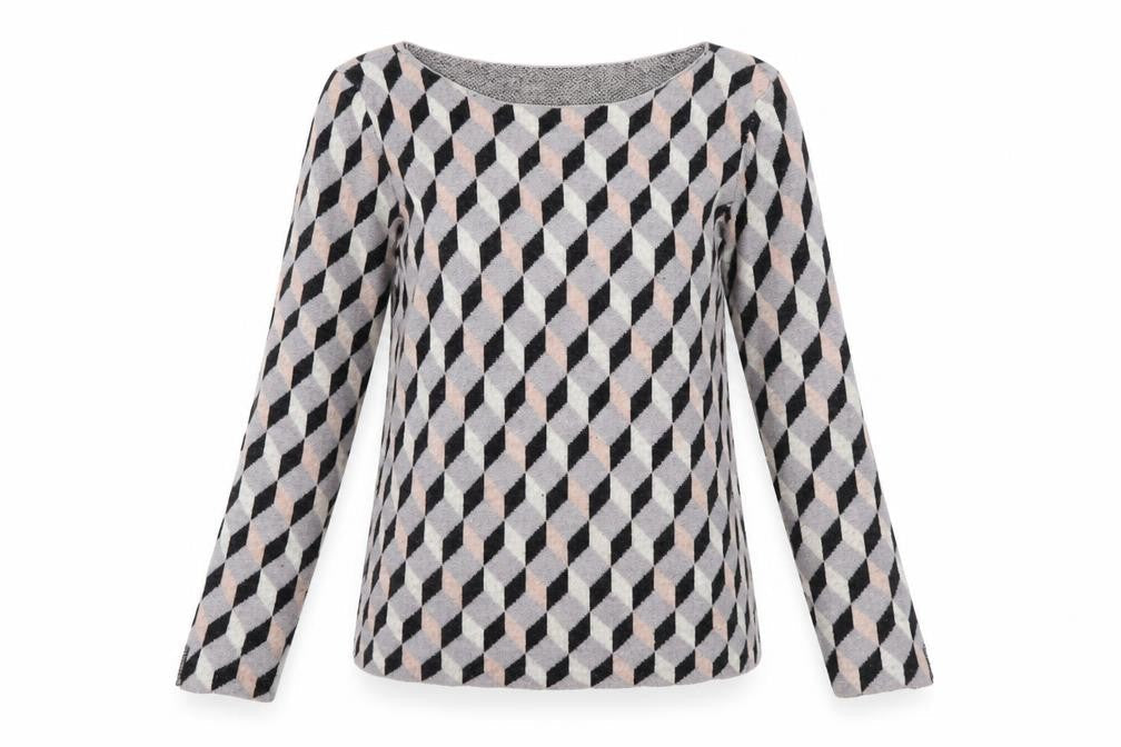 Hallhuber Women's Multicoloured Wool Geometric Pullover Jumper Size S