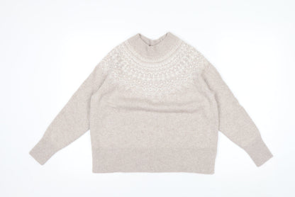 The White Company Women's Beige Fair Isle Wool Blend Jumper Size M