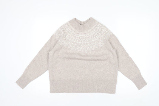 The White Company Women's Beige Fair Isle Wool Blend Jumper Size M
