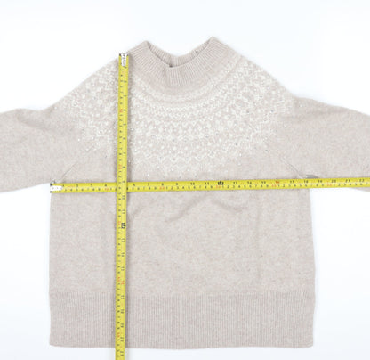 The White Company Women's Beige Fair Isle Wool Blend Jumper Size M