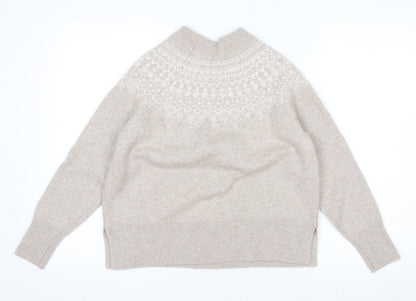 The White Company Women's Beige Fair Isle Wool Blend Jumper Size M