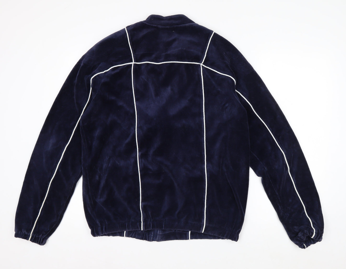 Fila Men's Blue L Retro Bomber Jacket Full Zip Velvet Finish