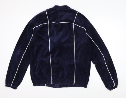 Fila Men's Blue L Retro Bomber Jacket Full Zip Velvet Finish