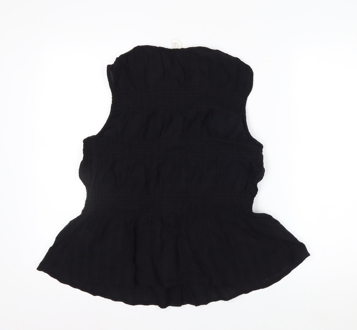 Marks and Spencer Per Una Women's Black Cotton Sleeveless Tunic Blouse Size 12