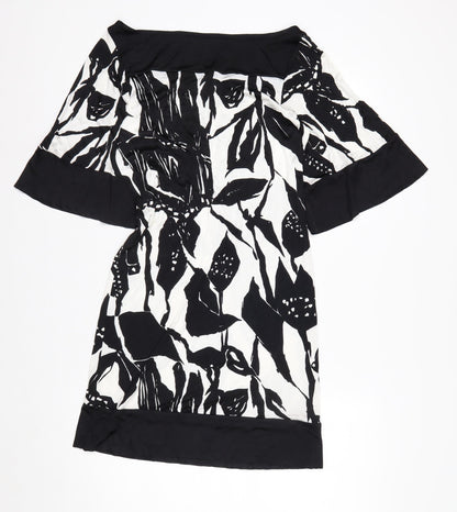 Coast Women Black White Floral Off Shoulder Shift Dress Size 8