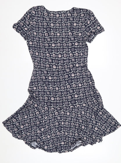 Next Women's Blue Floral Fit & Flare Dress Size 12
