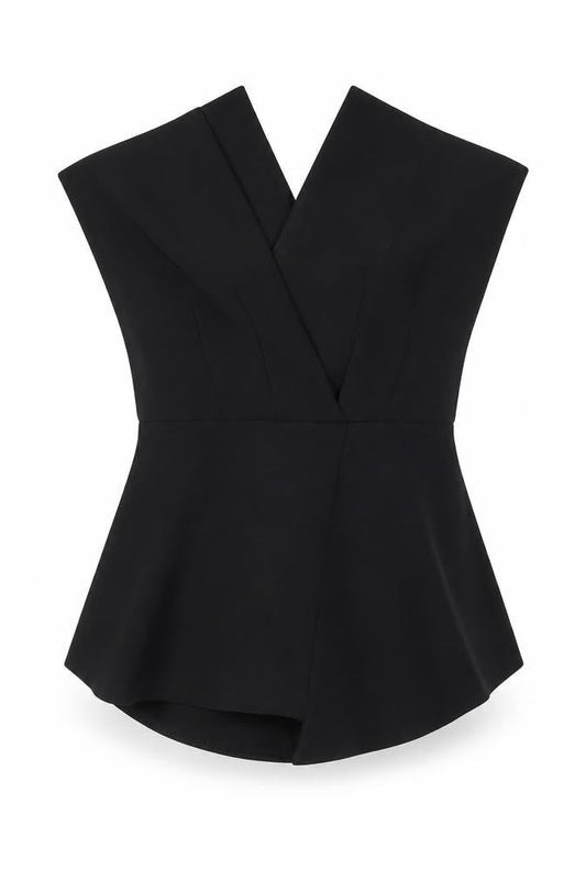 River Island Women’s Black Strapless Peplum Blouse Size 10