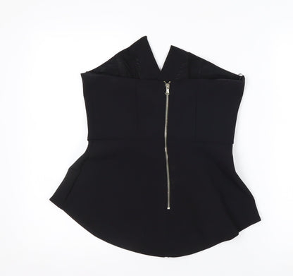 River Island Women’s Black Strapless Peplum Blouse Size 10