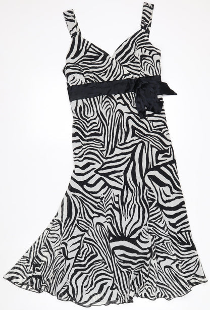 Marks and Spencer Women’s Black Zebra Print Hi-Low A-Line Dress Size 12