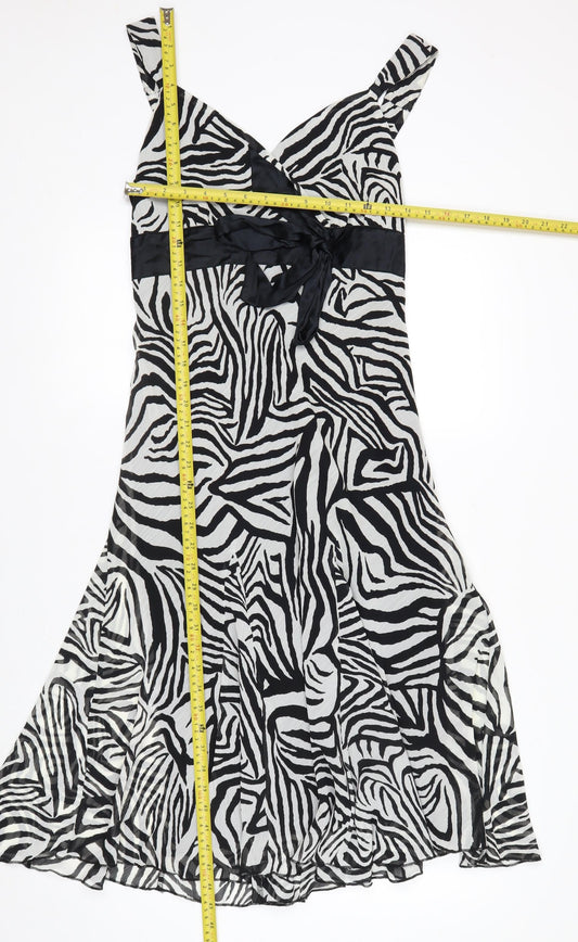 Marks and Spencer Women’s Black Zebra Print Hi-Low A-Line Dress Size 12