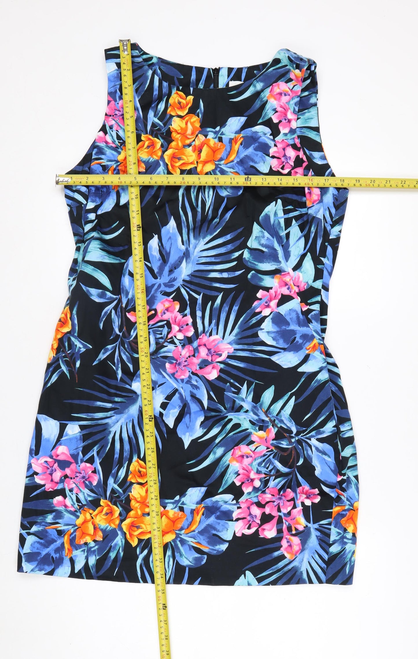 Wallis Petite Multicoloured Floral Shift Dress Size 16 Sleeveless